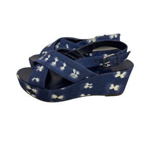 J. Crew Blue and White Platform Sandals Size 6.5